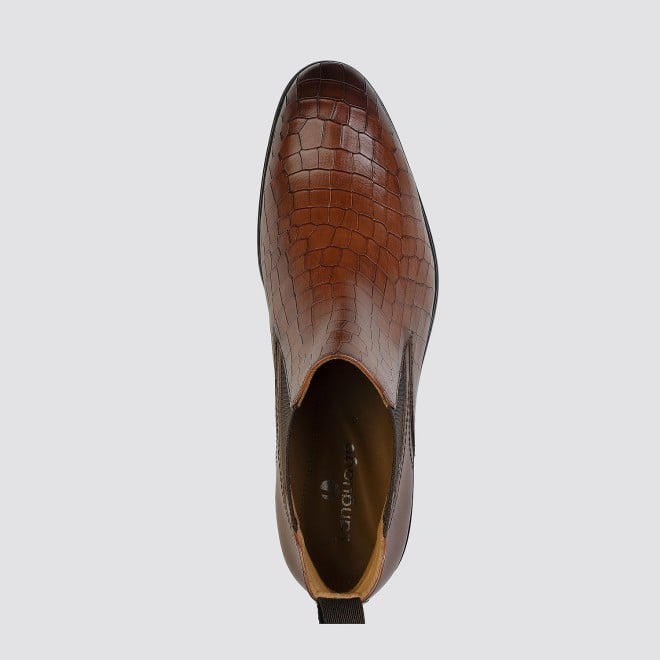 Men Tan Formal Boots - Image 4