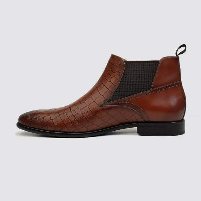 Men Tan Formal Boots - Image 3